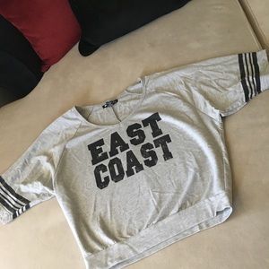 NWOT Gray EAST COAST cropped sweatshirt